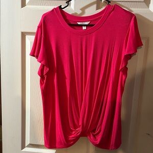 Time and Tru Fuchsia Twist Front Tee